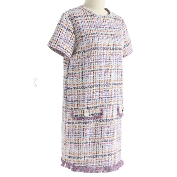 ZARA Trafaluc 'Sonia' Pink Tweed Mini Dress size L - Picture 10 of 15